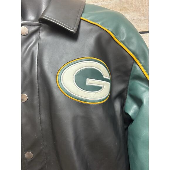 G-III Green Bay Packers Faux Leather Bomber Jacket Men’s Medium NFL G3 - Picture 6 of 13